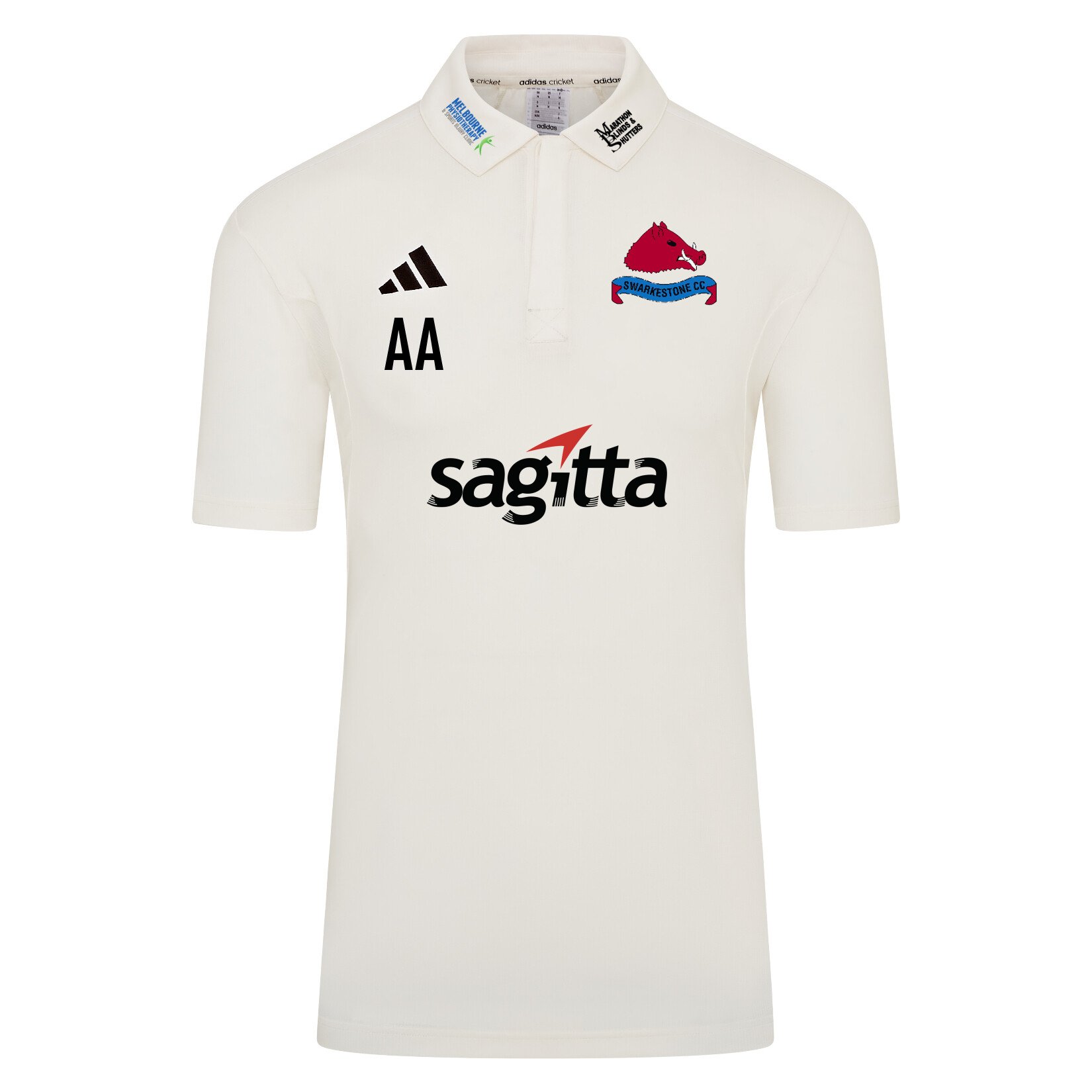 adidas-SS Elite Short Sleeve Cricket Shirt - Ivory/White