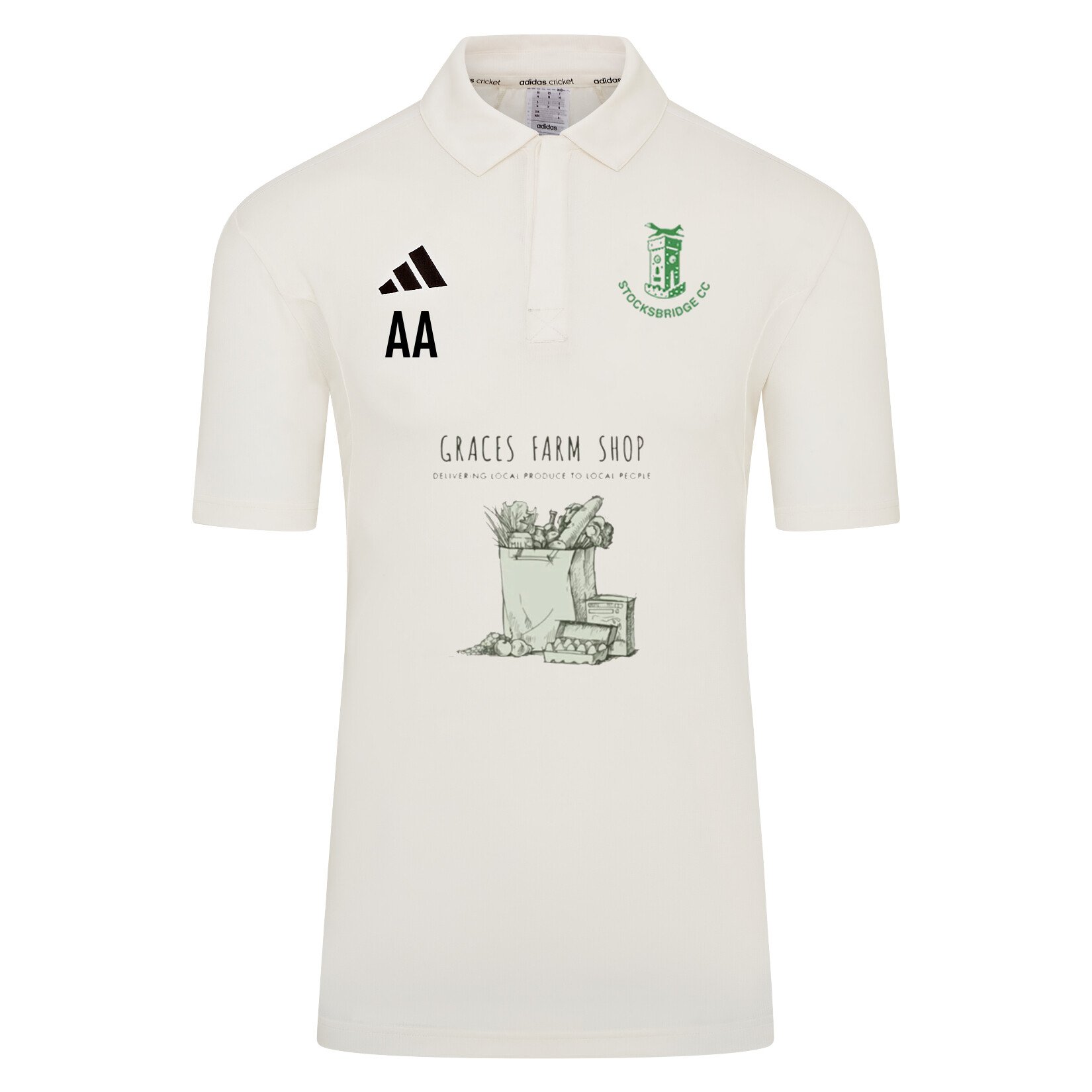 adidas-SS Elite Short Sleeve Cricket Shirt - Ivory/White