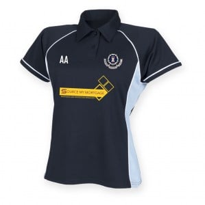 Ladies Performance Piped Polo - Navy/Sky/White