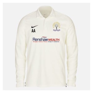 Zelus-Nike Cricket Long Sleeve Game Polo - Sail/Obsidian