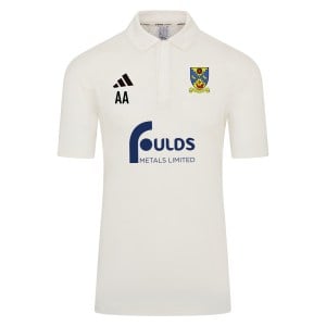 adidas-SS Elite Short Sleeve Cricket Shirt - Ivory/White