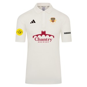 adidas-SS Elite Short Sleeve Cricket Shirt - Ivory/White