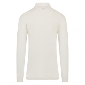 adidas-SS Elite Long-Sleeve Polo Shirt - Ivory/White