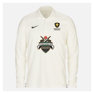 Zelus-Nike Cricket Long Sleeve Game Polo - Sail/Obsidian