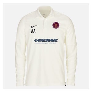 Zelus-Nike Cricket Long Sleeve Game Polo - Sail/Obsidian