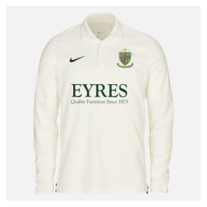 Zelus-Nike Cricket Long Sleeve Game Polo - Sail/Obsidian