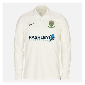 Zelus-Nike Cricket Long Sleeve Game Polo - Sail/Obsidian