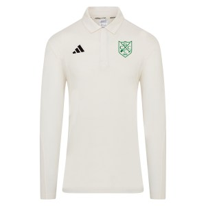 adidas-SS Elite Long-Sleeve Polo Shirt - Ivory/White