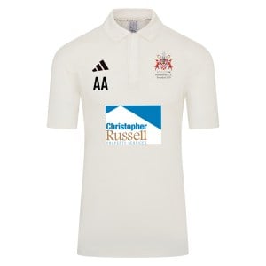 adidas-SS Elite Short Sleeve Cricket Shirt - Ivory/White