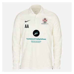 Zelus-Nike Cricket Long Sleeve Game Polo - Sail/Obsidian