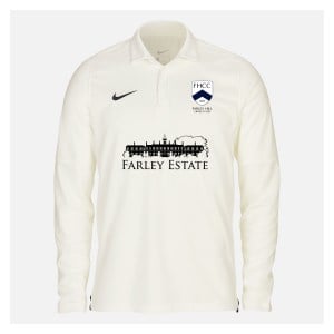 Zelus-Nike Cricket Long Sleeve Game Polo - Sail/Obsidian