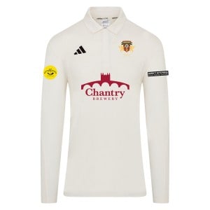 adidas-SS Elite Long Sleeve Cricket Shirt - Ivory/White