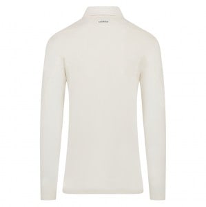 adidas-SS Elite Long-Sleeve Polo Shirt - Ivory/White