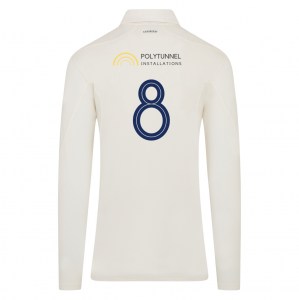 adidas-SS Elite Long-Sleeve Polo Shirt - Ivory/White