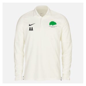 Zelus-Nike Cricket Long Sleeve Game Polo - Sail/Obsidian