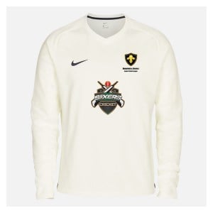 Zelus-Nike Cricket Long Sleeve Thermal Top - Sail/Obsidian