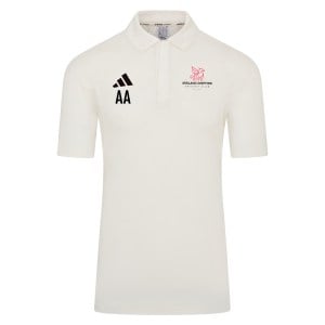 adidas-SS Elite Short Sleeve Cricket Shirt - Ivory/White