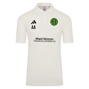 adidas-SS Elite Short Sleeve Cricket Shirt - Ivory/White