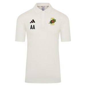 adidas-SS Elite Short Sleeve Cricket Shirt - Ivory/White