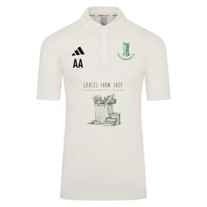 adidas-SS Elite Short Sleeve Cricket Shirt - Ivory/White