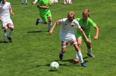 Children playing football