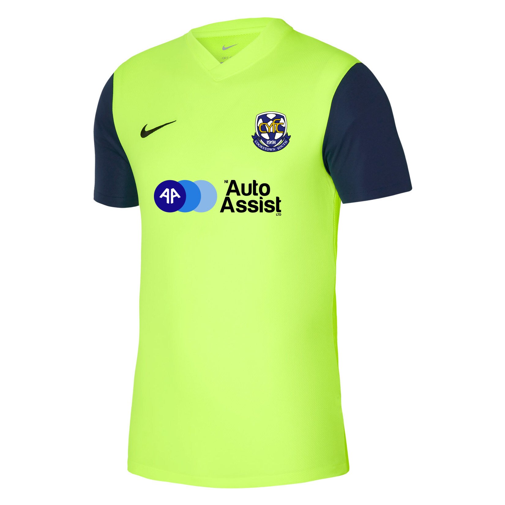 Nike Tiempo Premier 2 Short Sleeve Jersey - Volt/Midnight Navy/Black