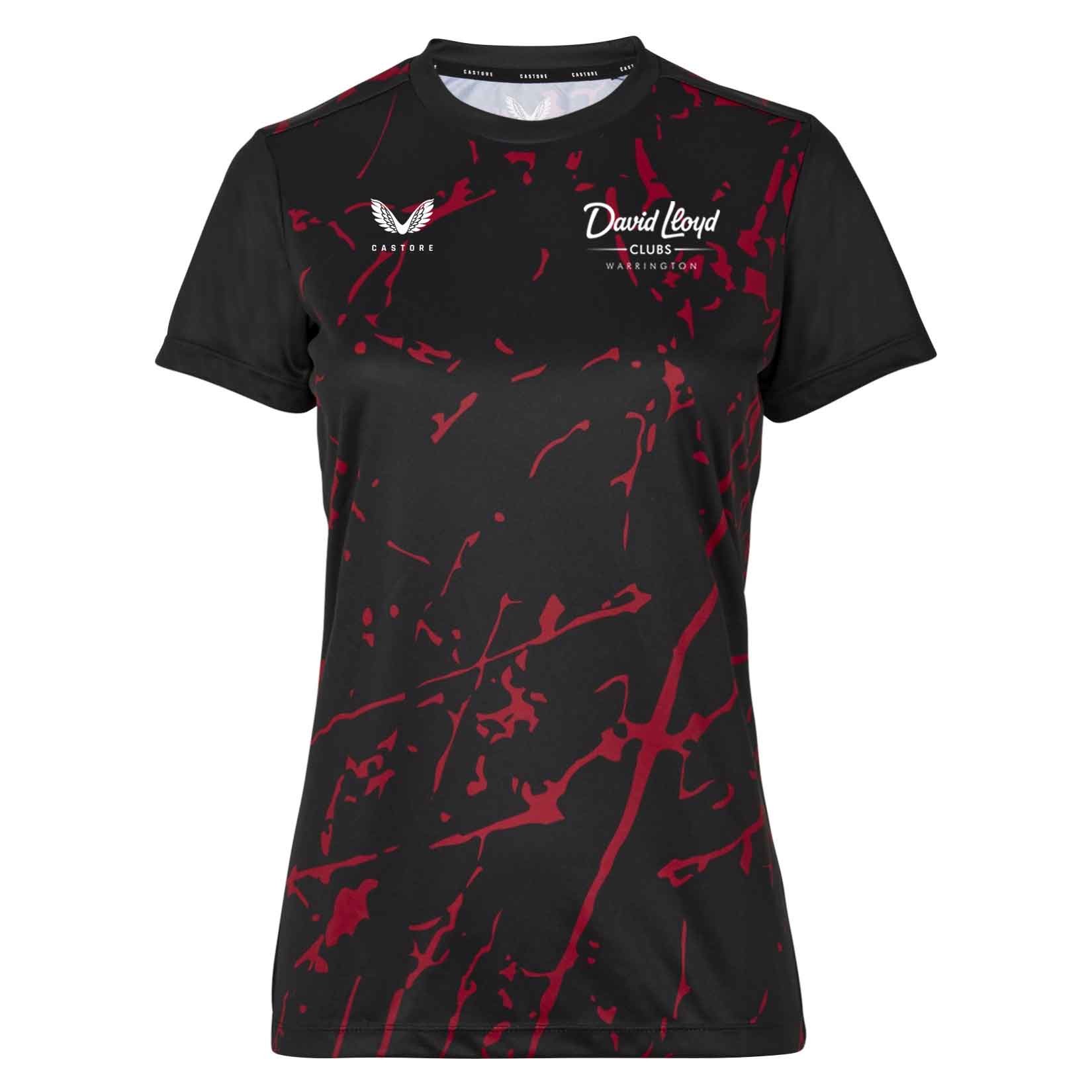 Castore Womens Castore Marble Printed Short Sleeve Training Tee (W) Black-Red