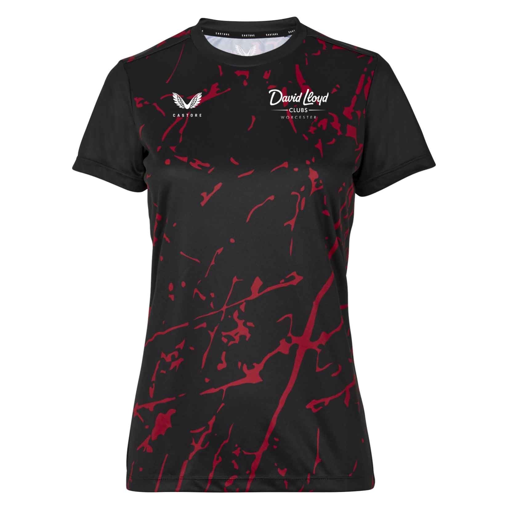 Castore Womens Castore Marble Printed Short Sleeve Training Tee (W) Black-Red