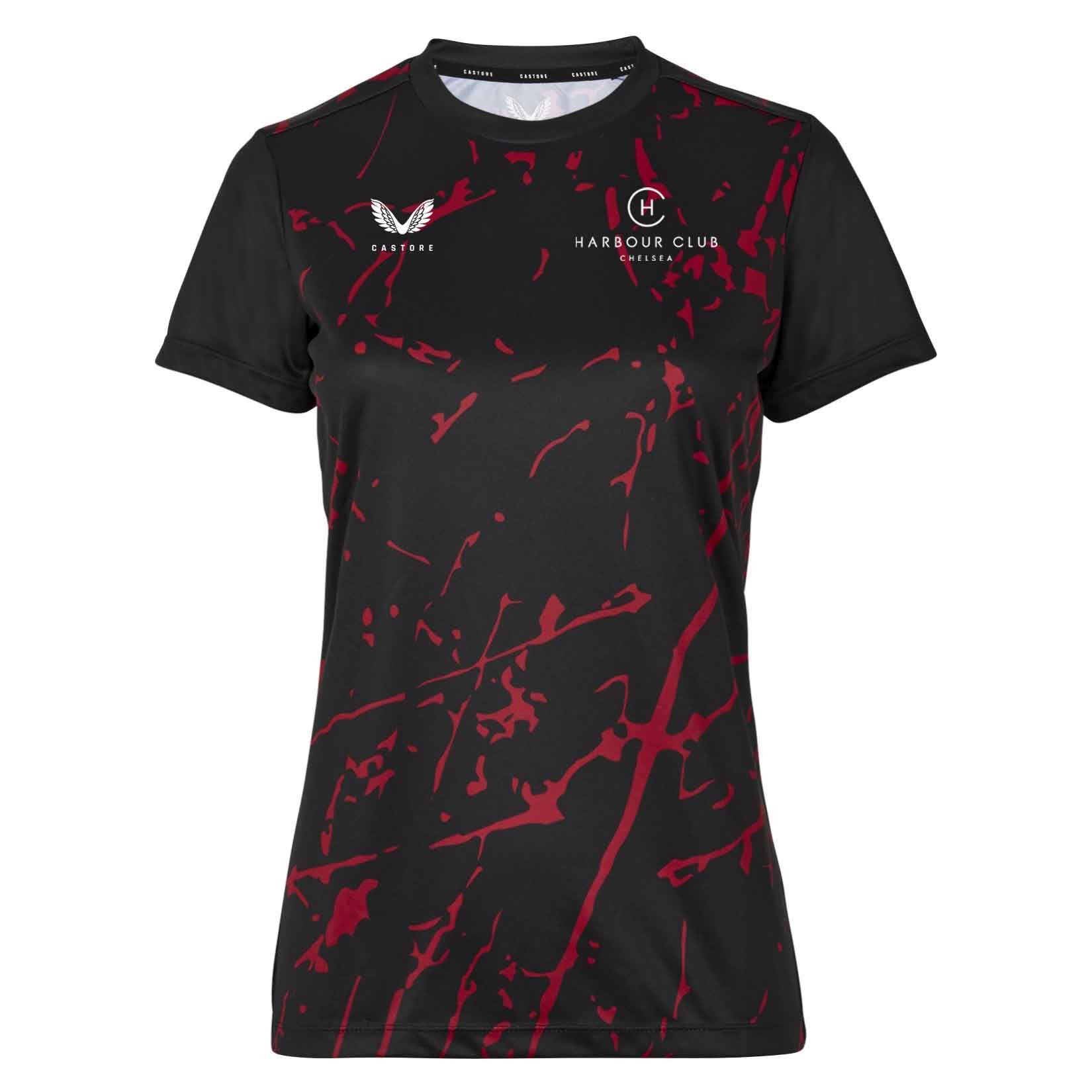 Castore Womens Castore Marble Printed Short Sleeve Training Tee (W) Black-Red