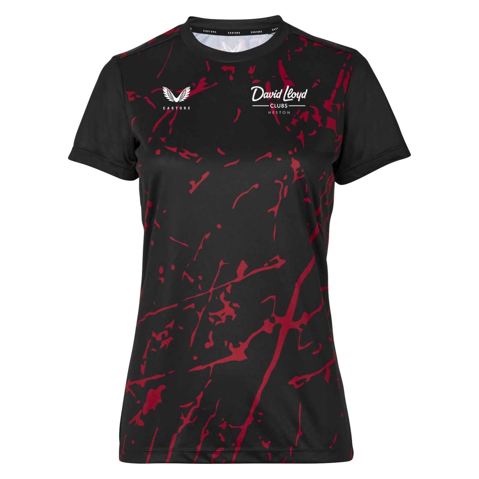 Castore Womens Marble Printed Short Sleeve Training Tee (W) Black-Red