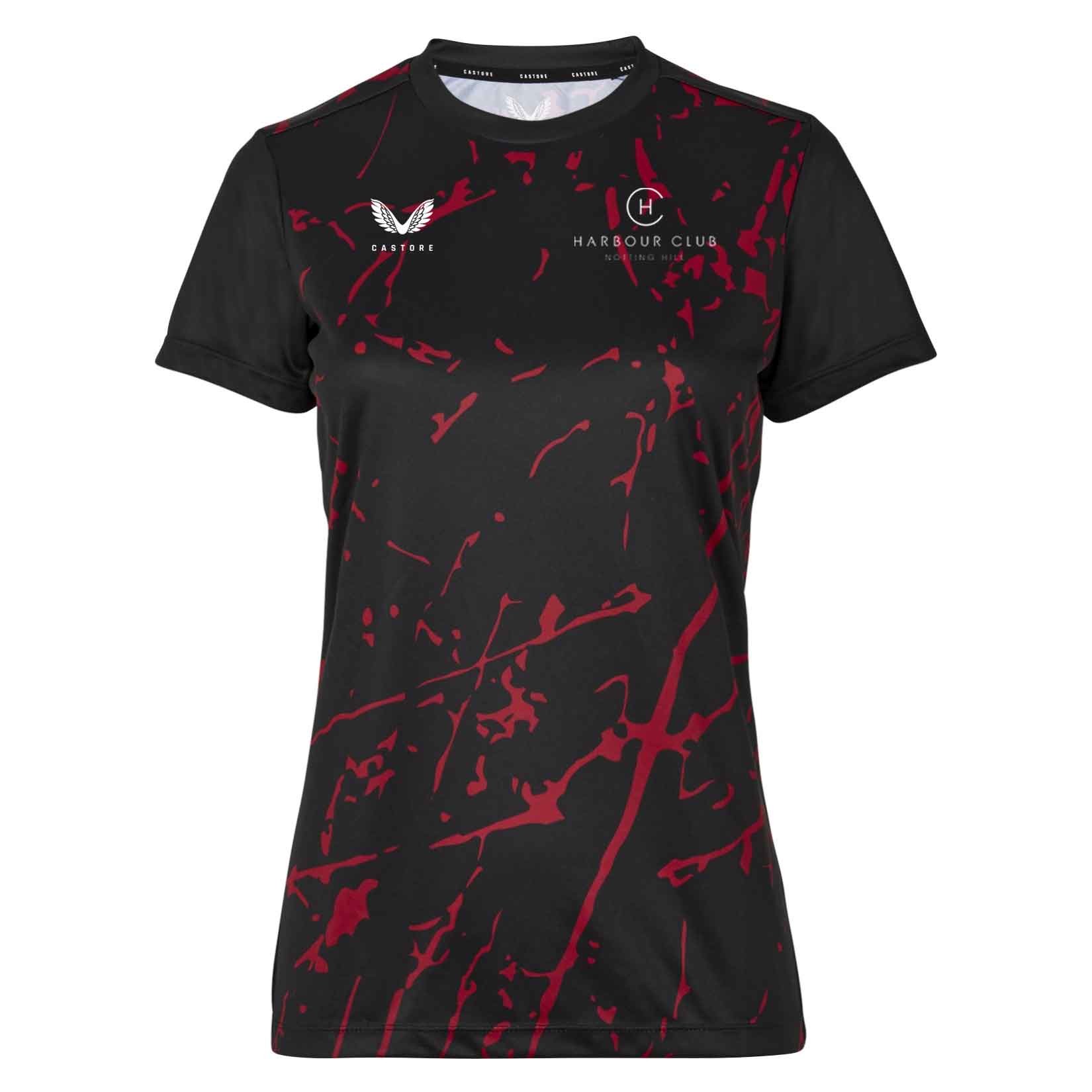 Castore Womens Castore Marble Printed Short Sleeve Training Tee (W) Black-Red