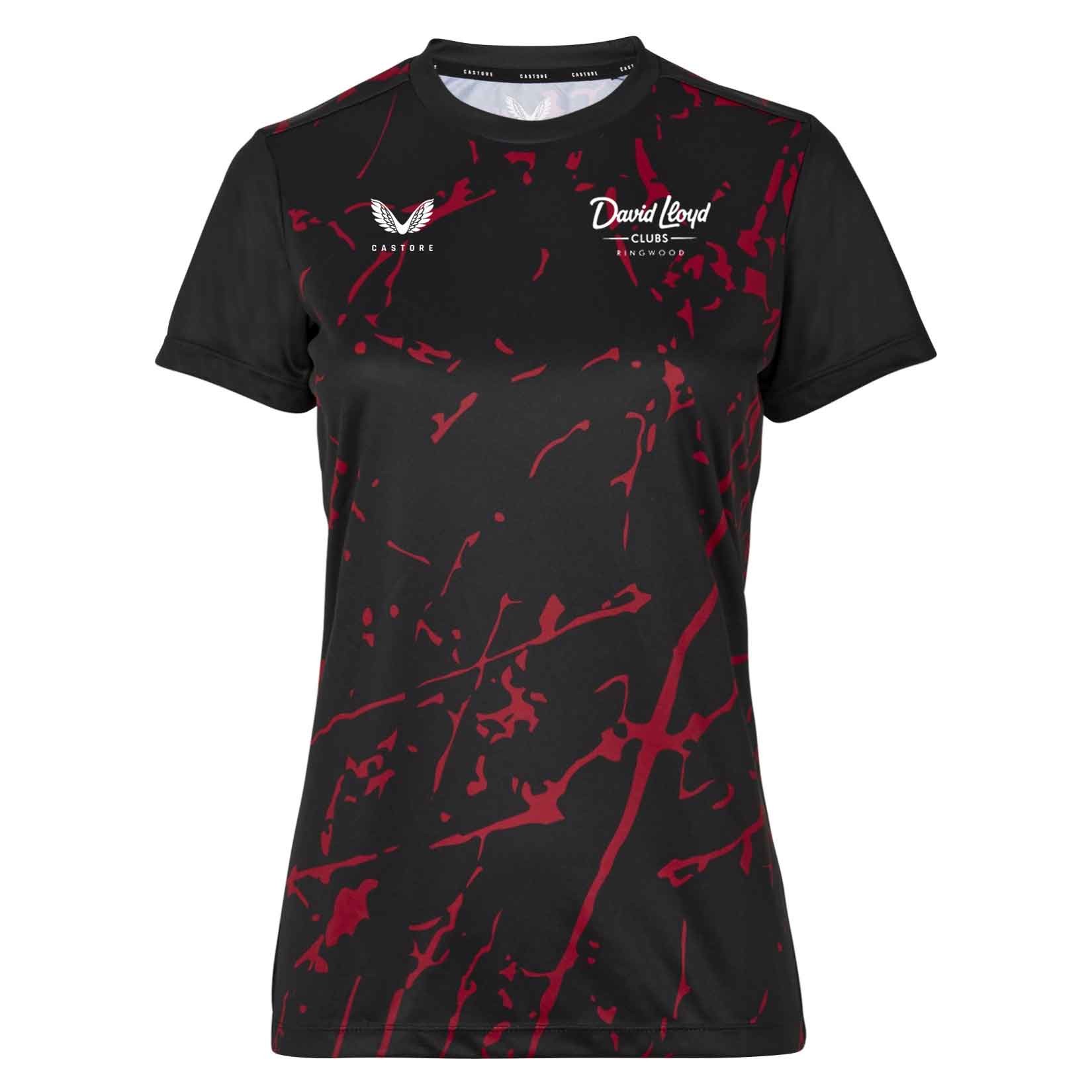 Castore Womens Castore Marble Printed Short Sleeve Training Tee (W) Black-Red