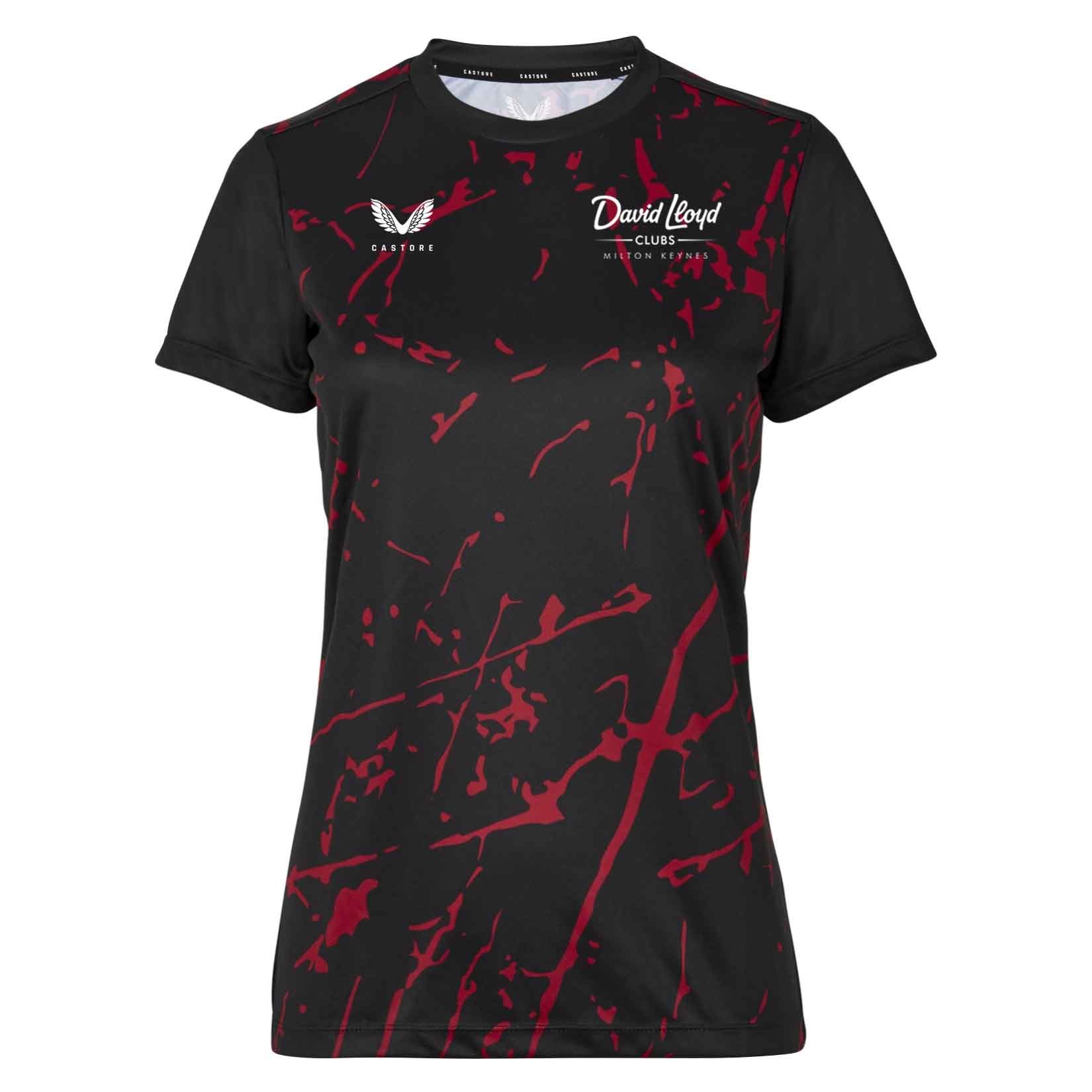 Castore Womens Castore Marble Printed Short Sleeve Training Tee (W) Black-Red