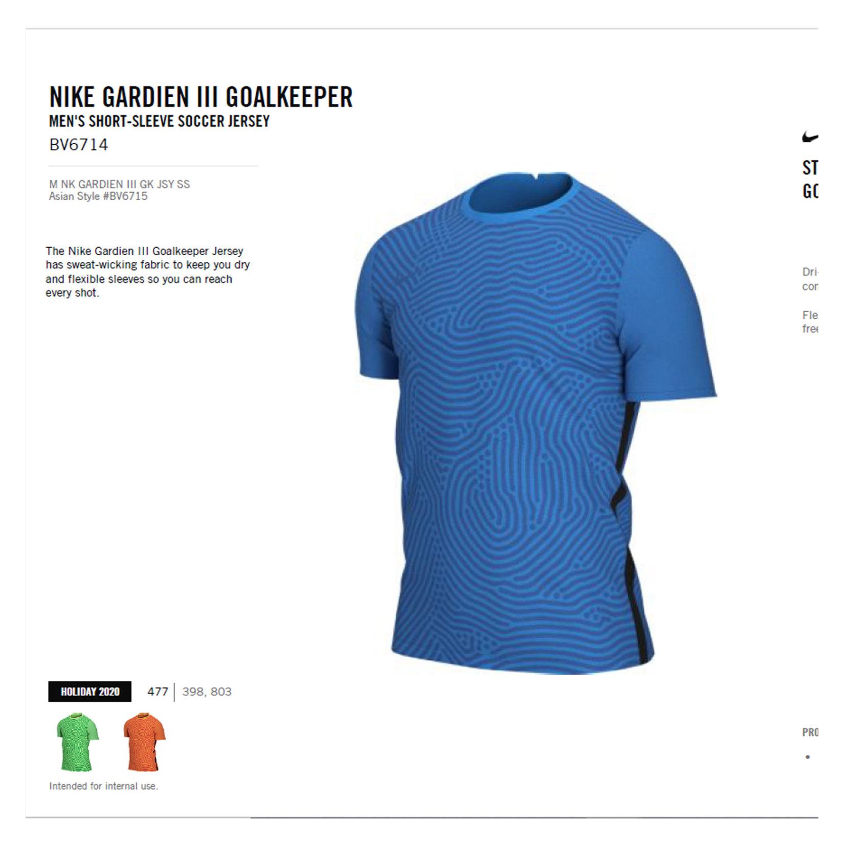 Nike Gardien III Goalkeeper Short Shirt Shirt