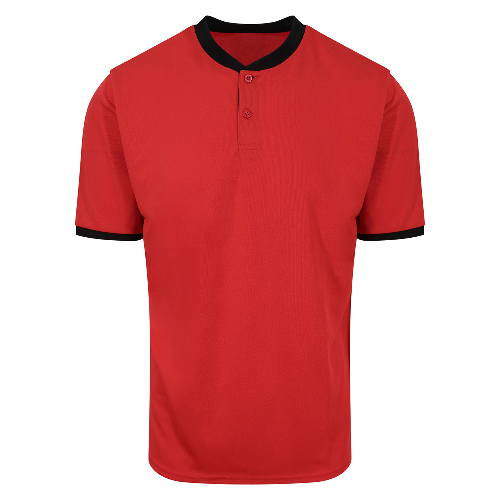 Grandad Collar Sports Polo Fire Red-Jet Black