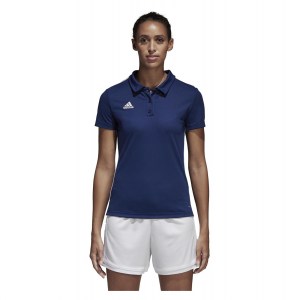 Adidas Womens Core 18 Climalite Polo (w) Dark Blue-White