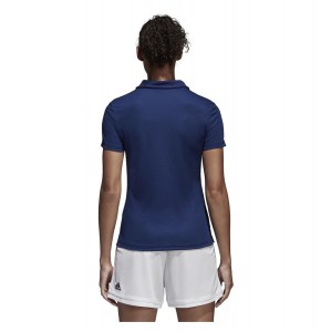 Adidas Womens Core 18 Climalite Polo (w) Dark Blue-White
