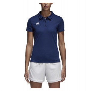 Adidas Womens Core 18 Climalite Polo (w) Dark Blue-White