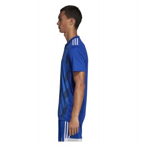 Adidas Striped 19 Short Sleeve Shirt Bold Blue-White