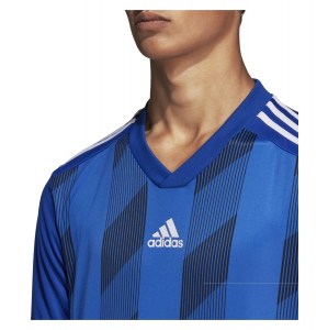 Adidas Striped 19 Short Sleeve Shirt Bold Blue-White