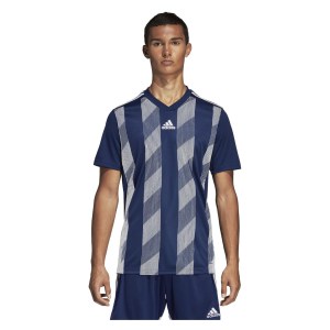 Adidas Striped 19 Short Sleeve Shirt Dark Blue-White