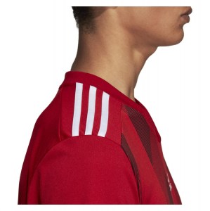 Adidas Striped 19 Short Sleeve Shirt Power Red-White