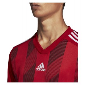 Adidas Striped 19 Short Sleeve Shirt Power Red-White