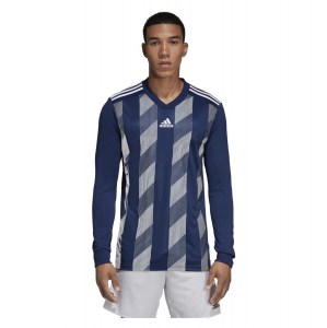 Adidas Striped 19 Long Sleeve Football Shirt Dark Blue-White