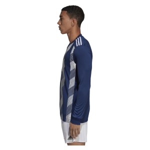 Adidas Striped 19 Long Sleeve Football Shirt Dark Blue-White