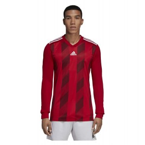 Adidas Striped 19 Long Sleeve Football Shirt Power Red-White
