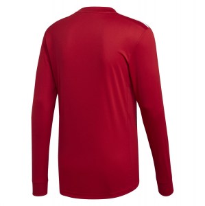 Adidas Striped 19 Long Sleeve Football Shirt Power Red-White