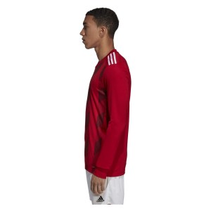 Adidas Striped 19 Long Sleeve Football Shirt Power Red-White