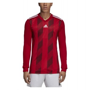 Adidas Striped 19 Long Sleeve Football Shirt Power Red-White