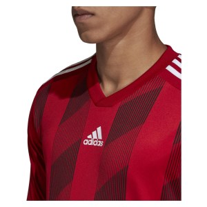Adidas Striped 19 Long Sleeve Football Shirt Power Red-White